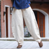 Johnature Women Patchwork Wide Leg Pants Loose 2017 Spring New Casual Trouser Elastic Waist Pockets Plus Size Women Pants