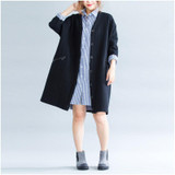 Johnature Women Coats Fashion Trench 2017 Winter New Long Sleeve Women Clothes Button Loose 2 Colour Long Trench