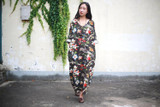 Johnature Floral Flower Pint V-neck Cotton Linen Vintage Dress Three Quarter Sleeve Women Plus Size Loose 2017 New Spring Robe