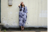 Johnature Cotton Linen Vintage Flower Pint Women Dress Half Sleeve O-neck Washed Plus Size Loose 2017 New Spring Women Robe