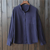 Johnature 2018 Autumn And Summer Theatrical Cotton Shirt Large Size Women Loose Long-Sleeved Shirt Collar Shirt Female