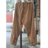 Johnature 2017 Women Corduroy Pants Vintage Spring Autumn Casual Thicken Warm Elastic Waist Loose Cotton Pleated Trousers