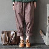 Johnature 2017 New Spring Women Loose Cotton Pants Casual Elastic Waist Straight Vintage Female Full Length Trouser