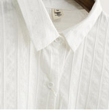Johnature 2017 Fall Women New Shirts Blouses Long Sleeve Single Breasted Turn Down Collar Poclet Striped Cotton Blouse