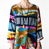 Johnature 2016 New Print Women Maxi Dress Cotton Linen Long Sleeve Robe O-Neck Loose Plus Size Long Autumn Clothing Dress