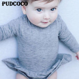 Infant Baby Girls Clothes Tutu Skirt Bodysuit Long Sleeve Soft Comfy Newborn Unisex Baby Gray Dress Jumpsuit Playsuit Outfits