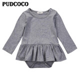 Infant Baby Girls Clothes Tutu Skirt Bodysuit Long Sleeve Soft Comfy Newborn Unisex Baby Gray Dress Jumpsuit Playsuit Outfits