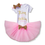Infant Baby Flower Girl 1st One Birthday Outfits Romper Tutu Dress Kids Party Clothes For Girls Bebes Set Toddler Child Clothing