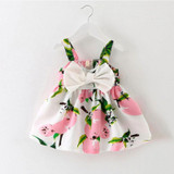 Infant baby clothes brand design sleeveless print bow dress 2017 summer girls baby clothing cool cotton party princess dresses