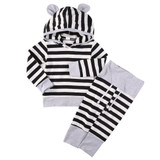 Infant Baby Boys Girls Striped Clothes Hoodie Tops T-shirt+Cotton Pants 2pcs suit newborn baby boys girls clothing sets Infant Baby Boys Girls Striped Clothes Hoodie Tops T-shirt+Cotton Pants 2pcs suit newborn baby boys girls clothing sets
