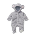Infant Baby Boys Girls Winter Warm Coral Fleece Hooded Footies Jumpsuit Clothes