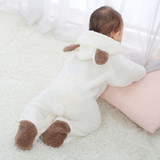 Infant Baby Boys Girls Winter Warm Coral Fleece Hooded Footies Jumpsuit Clothes
