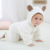 Infant Baby Boys Girls Winter Warm Coral Fleece Hooded Footies Jumpsuit Clothes