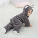 Infant Baby Boys Girls Winter Warm Coral Fleece Hooded Footies Jumpsuit Clothes