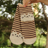 3D  Animals Striped Cartoon Women Cat Footprints Cotton Socks Women Girls Floor Length Socks meias