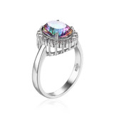 3ct Natural Mystic Fire Rainbow Topaz Engagement Wedding Ring Women Solid Genuine 925 Sterling Silver 2015 New Fine Jewelry Hot