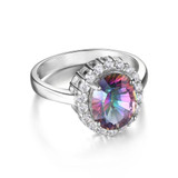 3ct Natural Mystic Fire Rainbow Topaz Engagement Wedding Ring Women Solid Genuine 925 Sterling Silver 2015 New Fine Jewelry Hot