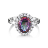 3ct Natural Mystic Fire Rainbow Topaz Engagement Wedding Ring Women Solid Genuine 925 Sterling Silver 2015 New Fine Jewelry Hot
