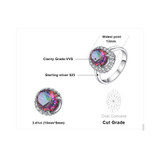 3ct Natural Mystic Fire Rainbow Topaz Engagement Wedding Ring Women Solid Genuine 925 Sterling Silver 2015 New Fine Jewelry Hot