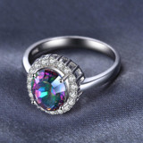 3ct Natural Mystic Fire Rainbow Topaz Engagement Wedding Ring Women Solid Genuine 925 Sterling Silver 2015 New Fine Jewelry Hot