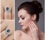 3ct Natural Mystic Fire Rainbow Topaz Engagement Wedding Ring Women Solid Genuine 925 Sterling Silver 2015 New Fine Jewelry Hot
