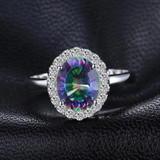 3ct Natural Mystic Fire Rainbow Topaz Engagement Wedding Ring Women Solid Genuine 925 Sterling Silver 2015 New Fine Jewelry Hot