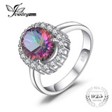 3ct Natural Mystic Fire Rainbow Topaz Engagement Wedding Ring Women Solid Genuine 925 Sterling Silver 2015 New Fine Jewelry Hot