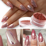 3Box  Chrome Pigment Nail Glitter Effect on Pink Color Mirror Powder  Nail Art Decoration