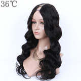 36C Body Wave U Part Human Hair Wig 100% Brazilian Hair Natural Color Middle Openning 1*3 Inches Size Wig for Black Women