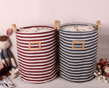 35x45cm Stripe Large Laundry Bag With Cover Cotton Washing Laundry Basket Dirty Clothing Bags Toy Storage Bag UIE640