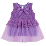 Baby Kids Girls Lace Bowknot Flower Dress Princess Dress Formal Party Tutu Dress Children Clothes 5 Colors