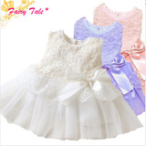 Baby Kids Girls Lace Bowknot Flower Dress Princess Dress Formal Party Tutu Dress Children Clothes 5 Colors