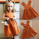 Baby Kids Girls Infant Princess Clothes Dresses Bowknot Sleeveless Cotton Ruffled Clothing Dress Sundress Girl