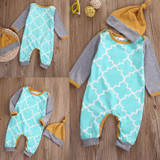 Baby Kids Boy Girl Warm Infant Jumpsuit Bodysuit+Hat Clothes Outfit 2pcs