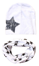 Baby Hat Star Pattern Baby Cap Scarf Cotton knitted Winter Children's Hats Caps