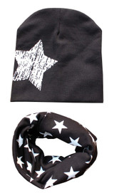 Baby Hat Star Pattern Baby Cap Scarf Cotton knitted Winter Children's Hats Caps