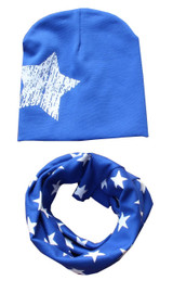 Baby Hat Star Pattern Baby Cap Scarf Cotton knitted Winter Children's Hats Caps