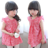 Baby Girls Summer Floral Dress Kids Princess Party Pageant Cotton and Linen Ruffles Sleeveless Dresses Children Clothing