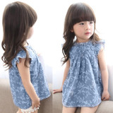 Baby Girls Summer Floral Dress Kids Princess Party Pageant Cotton and Linen Ruffles Sleeveless Dresses Children Clothing