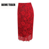 DEIVE TEGER High Waist Floral Lace Saia Bodycon Skirts Women Pencil Ladies skirt in wedding and office BY091