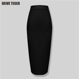 DEIVE TEGER 75cm Length 2017 Spring bandage pencil skirts women's High Waist solid nude Skirts saias TS999