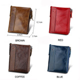 DCM New Vintage Small Women Wallets RFID Female Genuine Leather Womens Wallet Zipper Design With Coin Purse Pockets Mini Walet