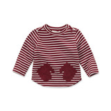 DB3984 davebella autumn baby boys red t-shirt kids red striped tops boys tees kids t shirt