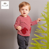 DB3984 davebella autumn baby boys red t-shirt kids red striped tops boys tees kids t shirt