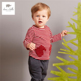 DB3984 davebella autumn baby boys red t-shirt kids red striped tops boys tees kids t shirt