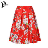 DayLook Chic Summer Style Skirts Womens Elegant Sakura Floral Print High Waist Vintage Tutu Skater Pleated Skirt 5 Colors Saia