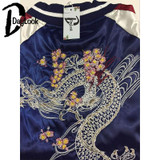 DayLook Autumn Women Basic Coat Street Slip Bomber Jacket Back Embroidery Dragon Loose Baseball Coat Souvenir Jacket Yokosuka