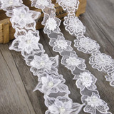 David accessories organza Lace ribbon flower pearl Trim Embroidery Sewing Fabric Ribbon DIY Garment Accessories,1Yc2488