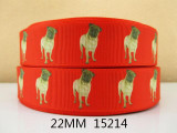 David accessories 7/8"(22mm) dog printed polyester grosgrain tape ribbon 5yard, DIY handmade material, wedding gift wrap,5Yc1666