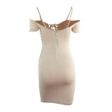 Wantmove women sexy double lined scrunch lace up dress 2018 summer club party back zipper women sheath mini dresses XD941